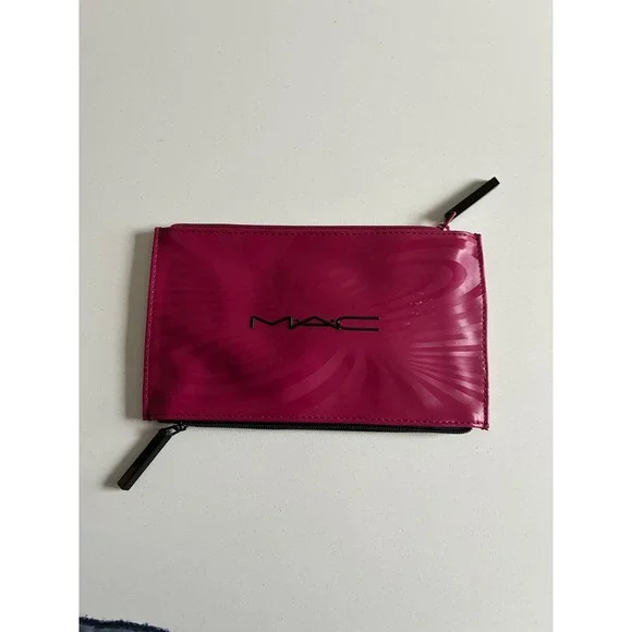 MAC Cosmetics Magenta Pink Swirl Print Makeup Pouch Cosmetic Bag Zippered - Picture 3 of 4
